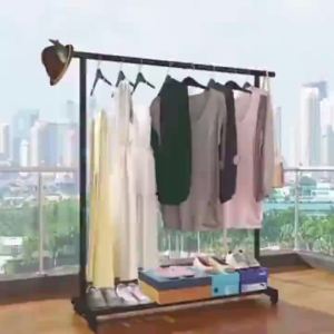 ราวตากผ้า ราวเเขวนผ้า ราวตากผ้าในห้องนอน ราวตากผ้าบาร์คู่ ราวมินิมอล พร้อมล้อเลื่อนเคลื่อนย้ายสะดวก แข็งแรงทนทาน