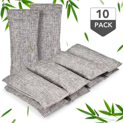 10pcs Natural Bamboo Charcoal Bags Air Purifying Activated Charcoal Odor Absorber Moisture Odor Eliminator for Room Closet Car