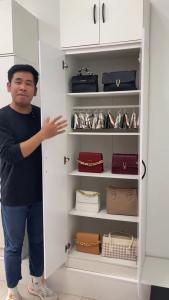 พร้อมส่ง !! 2/3 Door wardrobe closet wood ตู้เสื้อผ้า ตู้เสื้อผ้าไม้ ตู้   ตู้เก็บผ้า ตู้จัดเก็บ  ความสูง 170ซม