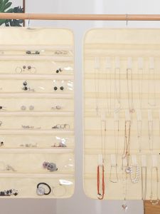 Trang Sức Kéo Khóa Vải Oxford Túi Treo Đựng Đồ Hai Mặt Phụ Kiện Tóc Khuyên Tai Kiểu Treo Tường Trong Suốt Túi Chống Bụi Tủ Quần Áo