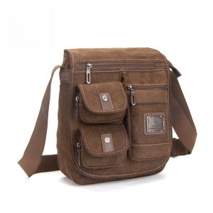 MUNUKI Vintage Thickened Canvas Business Bag Large Capacity Mens Shoulder Bag Multi Pocket 14 inch Laptop Bag 6058