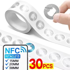 30Pcs Universal NFC Lable Tag Sticker 13.56MHz ISO14443A 213 Stickers Lable Ntag213 RFID for all NFC Enabled Phones