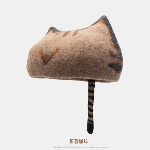 Fall and Winter Designer Model Wool Ears Beret Woolen Kitten Beret High Quality Beret Sweet Cute
