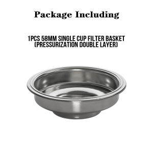 Pressurization Portafilter Filter Basket 58mm Double Wall Basket 1 Cup Espresso Filter Basket Coffee Filter Basket