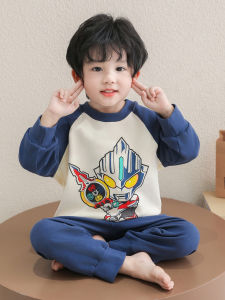 Boys Cotton Pajamas Long Sleeve Home Clothes Set Autumn Style Cartoon Cute Design Breathable Moisture Wicking Sleepwear