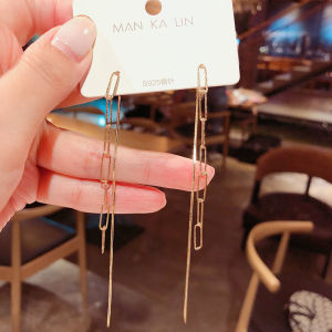 S925 Silver Needle Metal Chain Earrings Long Tassel Personality Womens Fashion Slimming Face Shape Versatile Ear Jewelry