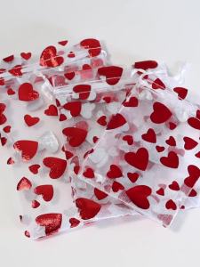 10/100pcs Red Love Heart Organza Bags Wedding Party Gift Candy Drawstring Bag Christmas Valentines Day Jewellery Pouches Display