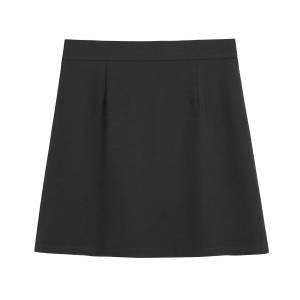 High Waist A-Line Mini Skirt Korean Style Grey Simple Chic plus Size Womens Fashion Polyester Fabric Short Skirts
