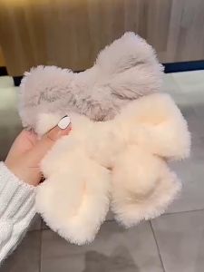 Kẹp tóc nơ phủ lông nhung cỡ lớn phong cách mới