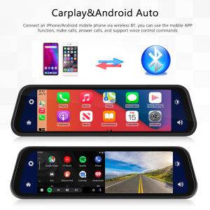 EKLEVA 2K+1K+1K 3 Cameras Carplay Android Auto Dash Cam Stream RearView Mirror Navi 5G WIFI Car DVR Video Camera Recorder FM Transmitter