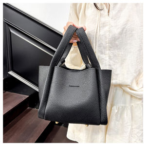 Cute Blue Bucket Handbag Womens Fashionable Versatile Crossbody Bag British Style Magnetic Clasp Closure Daily Use Shoulder Bag