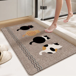 Water Absorbent Bathroom Mat Anti-Slip Foot Pad Diatom Mud Toilet Entrance Rug Modern Simple Style Machine Washable Home Use