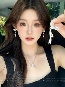 Korean Style Butterfly Knot Diamond Stud Earrings Womens Luxury Small Luxury High-End Elegant Fashion Jewelry Accessories