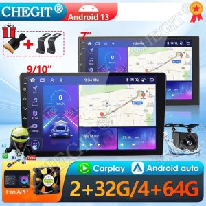 Đầu Radio GPS Android 13 Cho Ô Tô Màn Hình Kép 7-10 Inch Đầu Phát Đa Phương Tiện 64G Với CarPlay Không Dây Và Android Auto