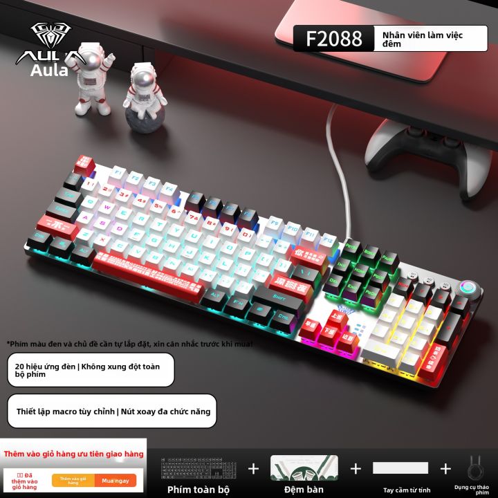 AULA | Bàn Phím Cơ Chơi Game Wolf Spider F2088 với Công tắc Xanh/Lục/Đỏ ...