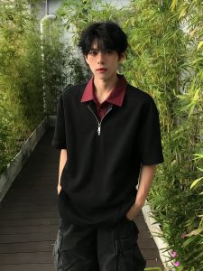 OUMULONG | Collar Design Polo Shirt for Men Short Sleeve Summer