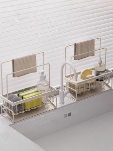 ตู้เก็บของในครัวแบบติดผนังพร้อมท่อระบายน้ำ ชั้นวางผ้าเช็ดจาน กระดานซับน้ำ สุขา กระดาษชำระ สำหรับการจัดระเบียบอุปกรณ์ทำความสะอาด