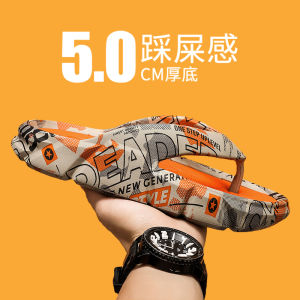 Summer Outdoor Mens Slippers Anti-Slip Beach Sandals Thick Bottom Sports Thong Slippers Breathable Pure Color Korean Style