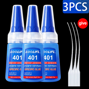 LOOLIFL | 20G Multi All Purpose Super Glue Quick Dry 401 Instant Adhesive High Strength Extra Strong For Wood Metal Glass Model DIY Crafts