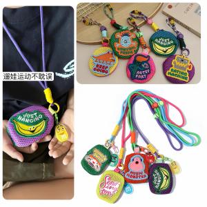 Childrens Short Lanyard Rope Outdoor Mosquito-Resistant Bag Cartoon Coin Purse Cute Keychain Nylon Woven Material