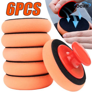 แผ่นโฟมแวกซ์ Applicator สำหรับขัดและทำความสะอาดรถยนต์ชุดเบาะ4นิ้วพร้อมด้ามจับสีแดงฟองน้ำเนื้อนุ่ม