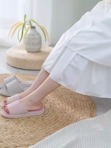 Spring and summer Japanese sandals for couples home floor slippers simple home decor indoor non slip linen slippers