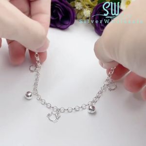 SilverWholesale #BB154 Original Silver 925 "Hello Kitty" Baby Bracelet Anklet (Gelang Kaki/Tangan untuk Baby)