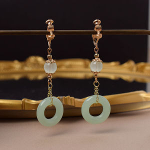 Exaggerated New Chinese Style Cold Wind No Hole Womens Earrings Luxury Vintage Ancient Fashion Alloy Geometric Hoop Earrings