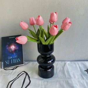 [Combo] 10 cành hoa tulip giả hoa tulip giả kèm nơ và điện nháy hoa tulip giả