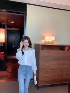 AMMIN 2025 Spring and Autumn new fashion embroidery hollow lace patchwork lapel single breasted commuter chiffon shirt woman Korean style long sleeve professional OL elegant blouse