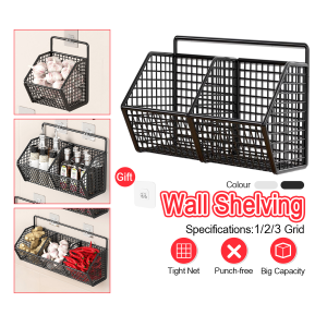 Wall Mounted Storage Rack Onion Ginger Seasoning Storager Basket Household Kitchen Shelf Garlic Storage Shelving 壁挂置物篮