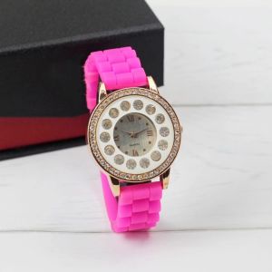 Jam tangan Wanita Fashion mata bulat tali karet / rubber analog