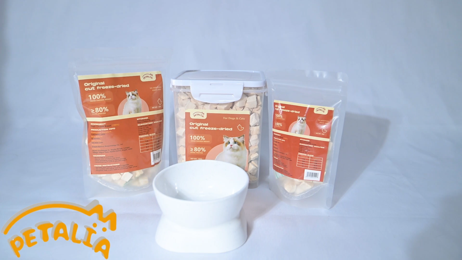 Petalia【Freeze-dried Chicken Cubes】Premium Dog Cat Pet Snack Food Kucing Booster Gemuk Makanan Kucing Gemok