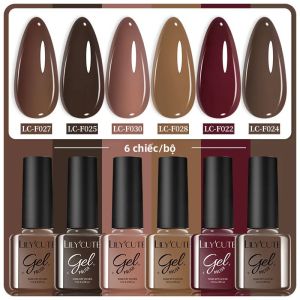 Bộ Sơn Móng Tay Gel LILYCUTE 7ml 6 Màu Đỏ Nhũ Mùa Đông Tẩy Được Sử Dụng Đèn UV/LED Bán Vĩnh Cửu Thiết Kế Làm Móng