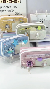 กล่องลูกค้า 2 in 1 กล่องใส่ดินสอนักเรียน กล่องใส่เครื่องเขียน ความจุขนาดใหญ่ กระเป๋าใส่ดินสอ กระเป๋าใส่เครื่องเขียนนักเรียน เพื่อใช้บน Macbook แบบพกพา