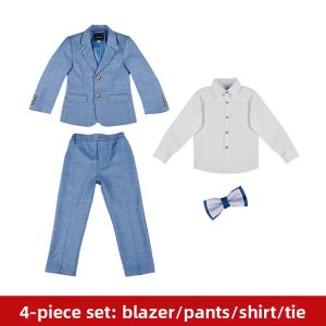 Boys Suit Set Piano Performance Host Outfit Autumn Spring British Style Floral Childrens Wardrobe Cotton Polyester Blend