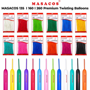 MASACOS 100Pcs Thick Premium Latex Belon Panjang Badut Twisting Long Balloons Size 135 | 160 | 260