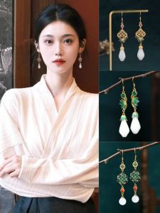 New 2024 Gold Plated Traditional Chinese Style Allergy Free Retro Earrings Match Hanfu Skirt Qipao Ethnic Style Stud Earrings