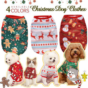 Christmas Pet Clothes Santa Pattern Cute Comfortable T-Shirt for Dog Cat Xmas Costume Pet Supplies