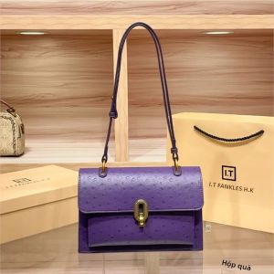 Túi Vuông Nhỏ Họa Tiết Đà Điểu Màu Tím Dành Cho Nữ Mùa Hè 2025 Chất Liệu PVC Cao Cấp Đeo Vai Đeo Nách Có Ngăn Bên Trong