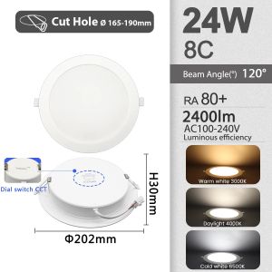 GATETOP | 1-10pcs 24W 20W 17W 14W 10W 6W LED Ceiling Light Round CCT Downlight Change Color 3000K 4000K 6000K Indoor Lighting For Home