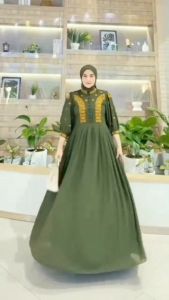 COD Azizah Dress Ceruty Babydoll Bordir Dress Wanita Terbaru 2024 Kekinian Gamis Busui Kondangan Murah