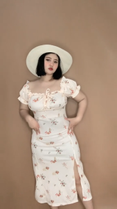 beige casual korean dress for woman summer plus size cocktail floral long halter elegant dress 2XL
