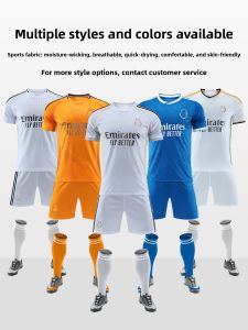 Real Madrid Home Football Kit Set for Boys Children Short Sleeve Polyester Dry And Quick Sweat Uniform Mbappe Training Kit