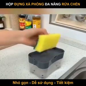Hộp đựng nước rửa chén ấn lấy xà phòng thông minh (Tặng miếng rửa chén)