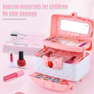 Children Makeup Set Baby Girls Pretend Play Toys Princess Dress Up Cosmetic Bag Make Up Kit Gift For Kid Safe