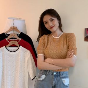 เสื้อไหมพรมถัก GRACE\_CHILI - 32003 - สูงสำหรับคอกลม ลายหัวใจ สไตล์เกาหลี สุดน่ารัก