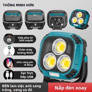 Đèn Pin Làm Việc Cầm Tay Siêu Sáng 1800LM Đa Màu Nhiệt Độ Đầu Ra USB Chức Năng Ngân Hàng Điện Đèn LED Chiếu Sáng Ngoài Trời