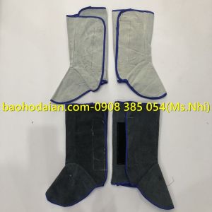 Bó ống chân da hàn chịu nhiệt bảo vệ cho thợ hàn- Hình thật