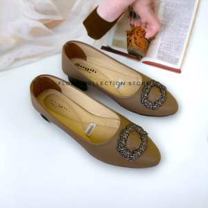 Flatshoes Olivia Sol Karet Empuk Sepatu Balet Kerja Wanita Polos Hitam Kekinian Korean Style